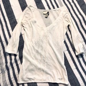 HOLLISTER Tuxedo Ruffle Tee. Size Small.